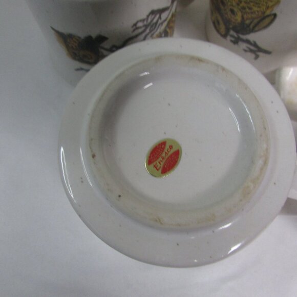 Enesco Tea Pot 4 Mug Set Owls Vintage - Picture 12 of 13